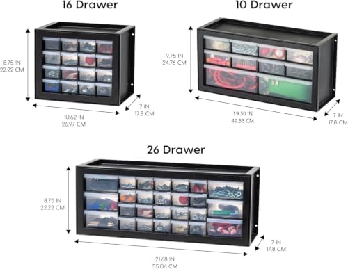 IRIS USA Plastic Storage Drawer Organizer, 10 Drawer Cabinet, 2 Pack, Black - Image 4