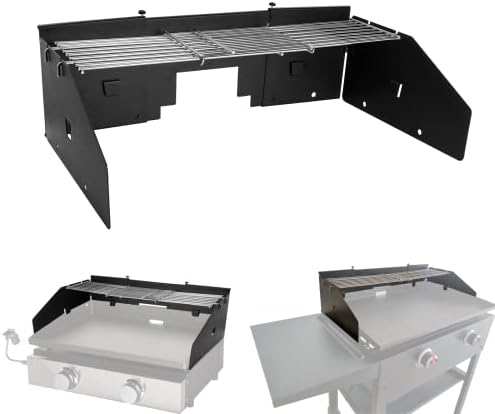 Universal Wind Screen and Warming Rack for 22"-28" Griddle (Rear Grease) by PHYESUVIN