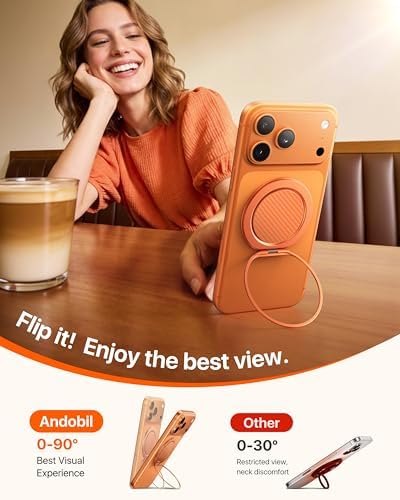 andobil [2026 Ultra-Thin] Magnetic Phone Ring Grip for MagSafe, Orange - Image 6