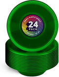 DecorRack 24 Small Plastic Bowls, 7 inch Disposable 12 oz Serving Bowl, Fruit Snack, Popcorn, Soup, and Salad, Kids Birthday and Holiday Party Supplies, Green (Pack of 24) by DecorRack