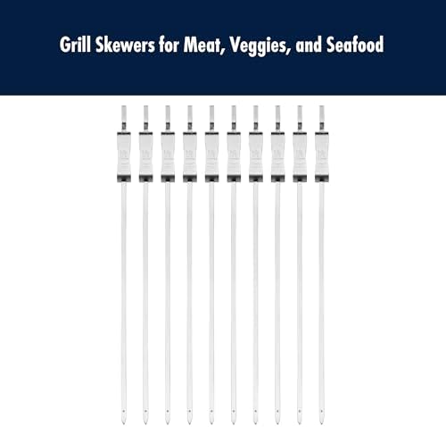 HENCKELS BBQ 10-pc Stainless Steel Skewer Set, Grilling Skewers with Food Slider, Durable Metal Kebab Sticks for Outdoor Grill, Reusable and Dishwasher Safe - Image 2