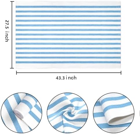 Light Blue White Striped Rug -2.3'x3.6' Front Door Rugs Outdoor, Small Washable Area Rug for Front Porch, Spring Summer Welcome Mats Outdoor Indoor, Doormat for Entryway Porch Entrance - Image 2