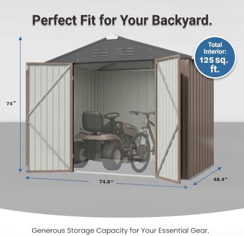 Patiowell 6x4 FT Storage Shed, Brown - Image 2
