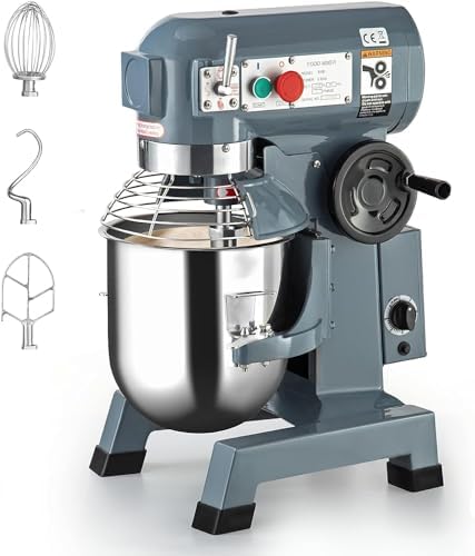 Commercial Food Mixer, 20Qt Commercial Dough Mixer, 1100W Stainless Steel Bowl Heavy Duty Food Mixer with 3 Speeds Adjustable, Dough Hook Whisk Beater Included, Perfect for Bakery Pizzeria by CuisinAid
