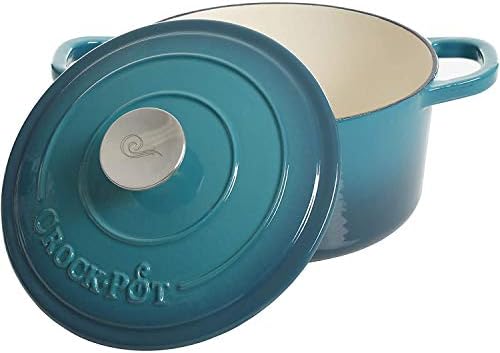 Crock-Pot Artisan 3-Quart Round Enameled Cast Iron Dutch Oven – Gradient Teal, Durable Heavy-Duty Cookware for Slow Cooking, Roasting, Baking with Lid - Image 3
