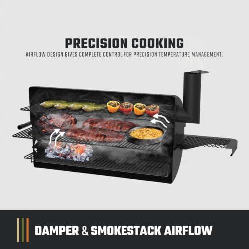 Oklahoma Joe’s Laredo Series 900 Offset Charcoal Smoker and Grill with 916 sq. in. Cooking Area in Black - Image 4