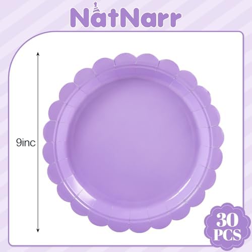 NatNarr 30 Pcs Purple Paper Plates 9" Scalloped Halloween Dessert Plates - Image 3
