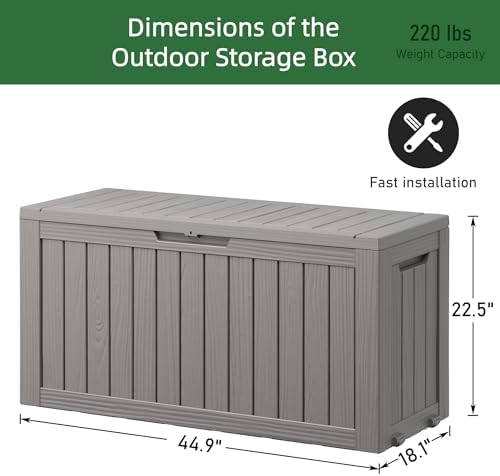 Outdoor Storage Waterproof Deck Box for Patio (80 Gallon, Grey) - Image 2