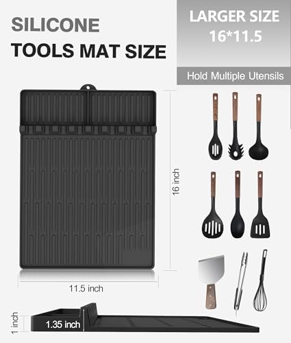 Silicone Grill Mat for Blackstone Griddle Accessories, 8-Slot Tool Mat - Image 3