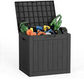 PatioZen 35 Gallon Outdoor Deck Box,Waterproof Resin Outdoor Storage Boxes, Outside Storage Lockable Container for Garden Tools,Indooor Cushions,Accessories (Black) by OutdoorLivingPerfected