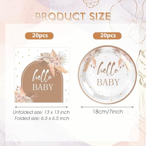 40 PCS Boho Baby Shower Decorations Bohemian Disposable Hey Baby Set - Image 2