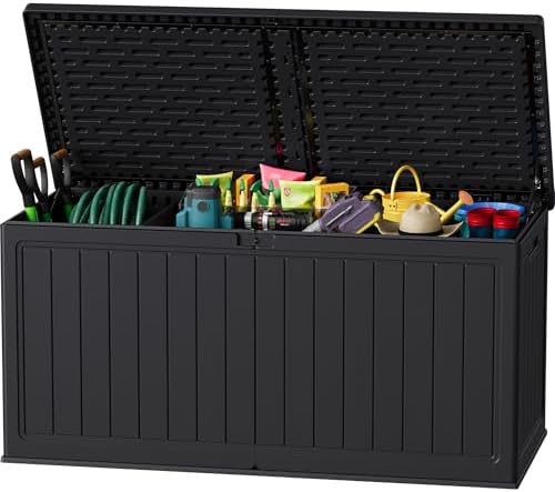 JUMMICO HDPE 270 Gallon Deck Box Double-Wall with Divider by JUMMICO