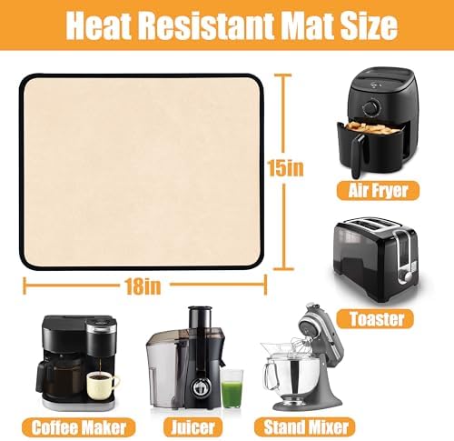 TOHONFOO Heat Resistant Mats for Countertop & Air Fryer, 18x15 in, Khaki - Image 3