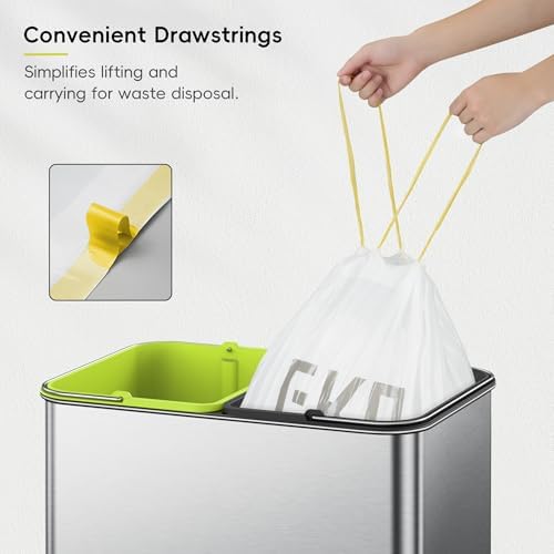EKO 9.3 Gallon / 30–35 Liter Drawstring Trash Bags, 60 Count Heavy-Duty Tall Kitchen Garbage Can Liners, Extra-Strong Leak-Resistant, Unscented, White, Code K - Image 5