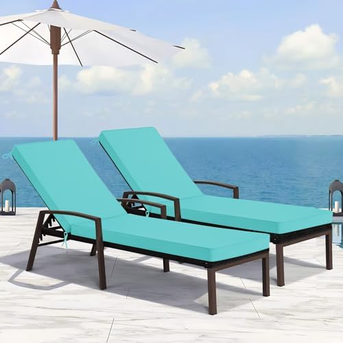 Basic Beyond Chaise Lounge Cushions Outdoor, 3-Layer Waterproof Outdoor Furniture Cushions with Removable Cover and 4 Ties, 72"x21"x3" Patio Lounge Chair Cushions for Outdoor Furniture, Teal - Image 7