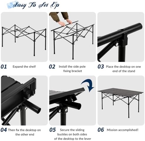 Camping Table with 6 Chairs, Portable Folding Picnic Table Set - Image 4