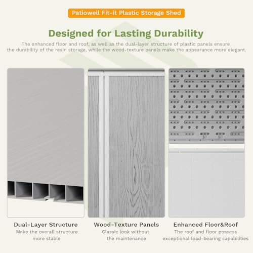 Patiowell 5X3 FT Plastic Outdoor Storage Shed with Floor, Resin Garden Shed - Image 5