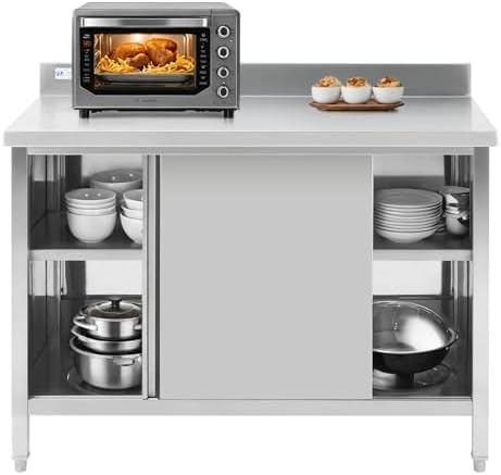 Hally Stainless Steel Cabinet 24"x60" Commercial Prep Workbench Backsplash by HallySinksTablesH