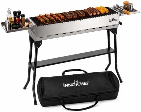 Charcoal Grill, Foldable Portable BBQ Grill for Camping & Backyard by INNOCHEF