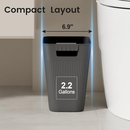 JOYMOOP Slim Trash Can 5-Pack, 2.2 Gallon Plastic Wastebasket for Bathroom, Bedroom, Office, Kitchen with 4 Rolls Bags, Black - Image 2