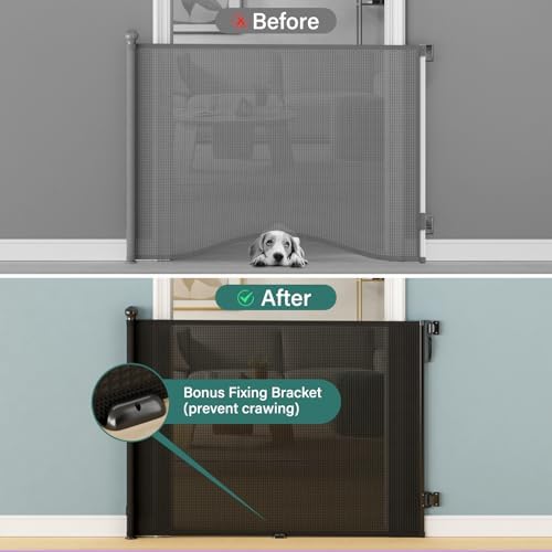 Retractable Baby Gate for Stairs, Dog Gate Indoor 55" Wide × 34" Tall Black - Image 4