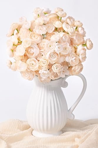 Fake Flowers Faux Flower Artificial Ranunculus Flowers Champagne Peonies - Image 2