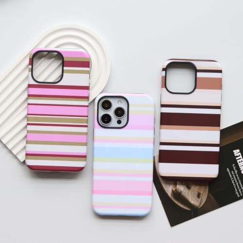 for iPhone 16 Pro Max Case, Magnetic Matte Frosted Dual-Layer Striped Phone Case for Women, Retro Aesthetic Cover Compatible with Mag Safe Accessories - Sea Salt Lemon - Image 6