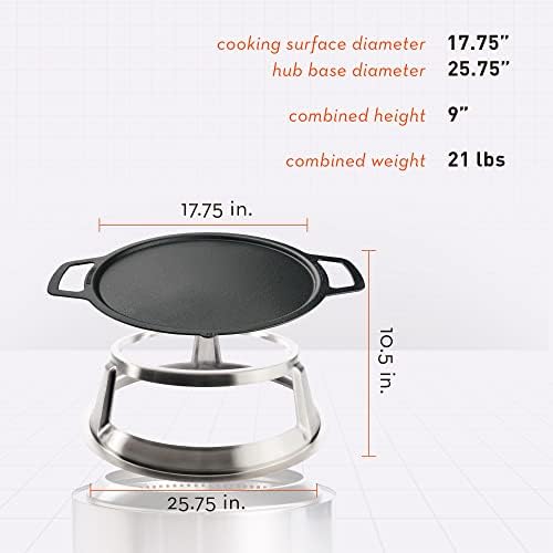 Solo Stove Yukon Griddle + Hub, Cast Iron Cookware with Stainless steel Hub for 8” Elevation, Addition to Yukon fire pit, Weight: 21 lbs, Cooking surface diameter: 17.75" - Image 6