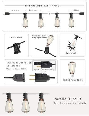 Outdoor String Lights 400FT Waterproof Outside Lighting for Patio Backyard - Image 6