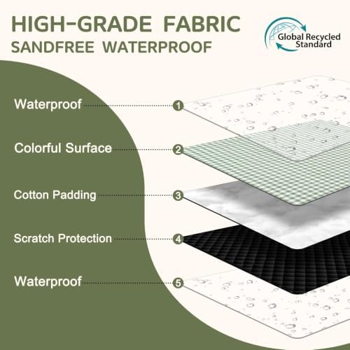 Genovega Waterproof Sandproof Beach Blanket Picnic Outdoor Mat Rug Extra Large Foldable Sand Free Big Giant XL Towel Car Essential Roadtrip Gadget Rv Accessories Gear Must Have Hiking Item Necessities - Image 4