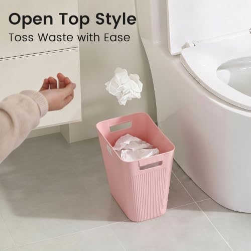JOYMOOP Slim Trash Can 3-Pack, 2.2 Gallon Plastic Wastebasket for Bathroom, Bedroom, Office, Kitchen with 4 Rolls Bags, Pink - Image 4