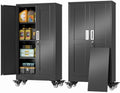 GAIOUS Metal Garage Storage Cabinet with Lock and Wheels, 45.7" Tall Metal Storage Cabinets with Locked Door and 3 Adjustable Shelves, Rolling Tool Cabinet, Utility File Cabinet for Home Office, Black by GAIOUS
