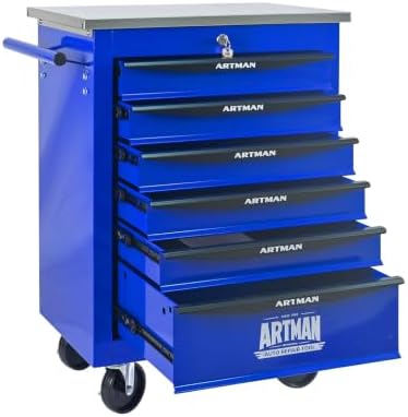 6-Drawer Heavy-Duty Rolling Tool Chest with Wheels & Steel Roof, Lockable Tool Chest Storage Cabinet for Garage, Workshop, Warehouse, and Repair Shop by Unknown