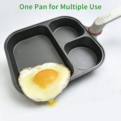Egg Pan, 3 in 1 Breakfast Skillet with Divided Sections for Eggs - Image 6