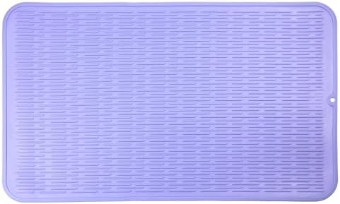 MicoYang Silicone Dish Drying Mat for Multiple Usage,Easy clean,Eco-friendly,Heat-resistant Silicone Mat for Kitchen Counter or Sink,Refrigerator or Drawer Liner Light Purple 3XL 28 inches x 18 inches by MicoYang