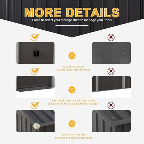 Shintenchi 5x3 FT Outdoor Storage Shed with Window, Lockable Outdoor Waterproof Tool Storage Sheds, Weather Resistant Tool Storage House Shed for Garden, Backyard, Patio Utility Tool Storage,Dark Gray - Image 3