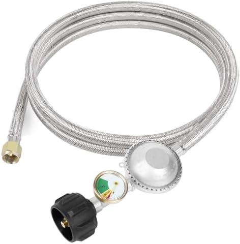 SHINESTAR 5FT Stainless Steel Braided Propane Regulator with Hose and Gauge by SHINESTAR