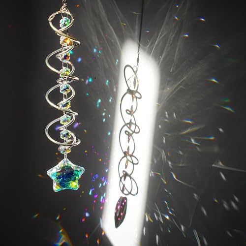 21 Inch Crystal Spiral Wind Spinner Gazing Ball Suncatcher Decor - Image 3