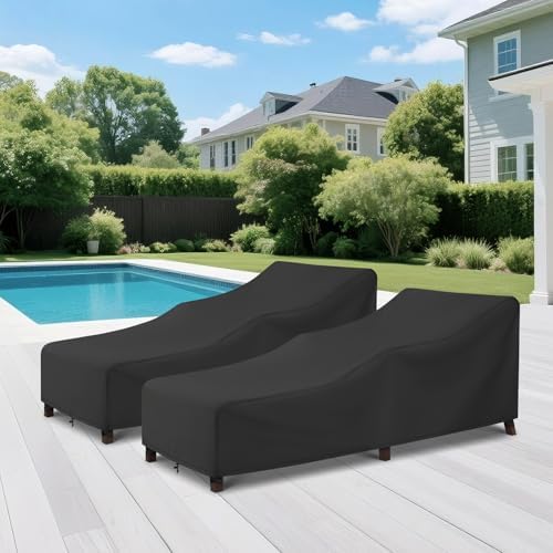 Arcedo Outdoor Lounge Chair Covers 2 Pack, 76" x 32" x 32" H, Black - Image 7