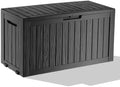 90 Gallon Waterproof Resin Outdoor Storage Box, Lockable Deck Storage Container for Patio Furniture, Garden & Pool Supplies, Black by MAIUSCOLI