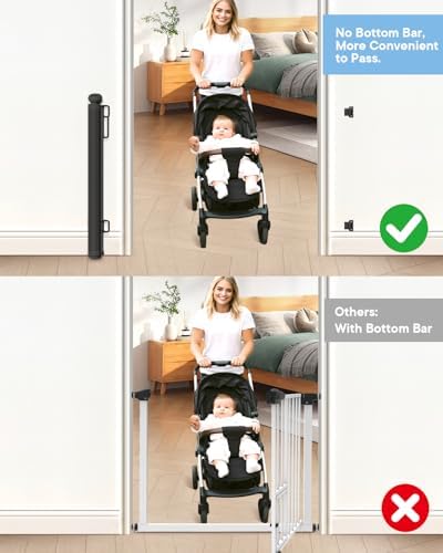 Extra Wide Retractable Baby Gate 71" Wide Fits Large Opening Black - Image 6
