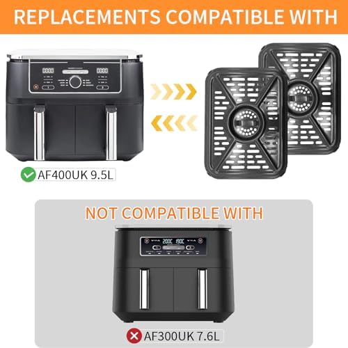 Air Fryer Grill Pan for Ninja Foodi DZ302 DZ401 DZ550 10QT DualZone Air Fryers, Air Fryer Crisper Plate Grill Plate Rack Replacement Parts Tray Accessories with Rubber Bumpers, Dishwasher Safe - Image 3