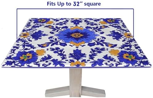 Outdoor Tablecloths with Elastic, Mexican Talavera Pattern Printed on Polyester Camping Patio Table Covers, Ideal for Buffet Catering Community, Fit for 32" x 32" Square Tables - Image 5