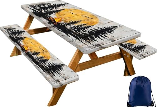 CAPSCEOLL Picnic Table Cover with Bench Covers 6ft - Camping on Wood by CAPSCEOLL