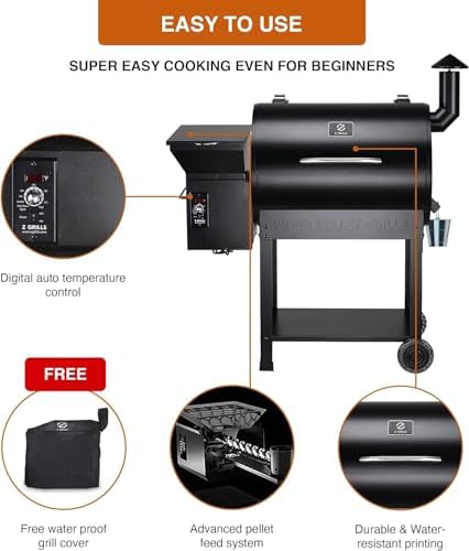 Z GRILLS ZPG-7002B Newly Upgrade Wood Pellet Grill & Smoker, 8 in 1 BBQ Grill Auto Temperature Controls, inch Cooking Area, 700 sq in Black - Image 6