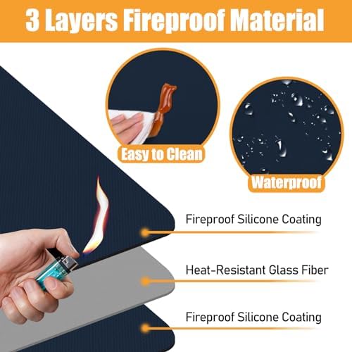 TOHONFOO Heat Resistant Mats for Countertop & Air Fryer, 20x16 in, Blue - Image 2