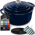 Zulay Kitchen 6.4QT Enameled Cast Iron Dutch Oven Pot with Lid, Heavy-Duty Soup Pot for Stews, Braising, Roasting & Sourdough Bread Baking, Oven Safe up to 500°F - Lapis Lazuli by ZulayKitchen