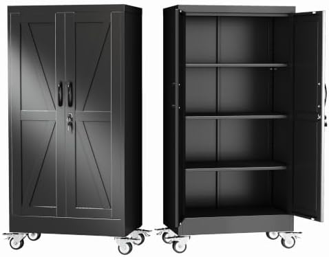 GAIOUS 47.2" Tall Metal Storage Cabinet with Lock and Wheels,Office Cabinet by GAIOUS