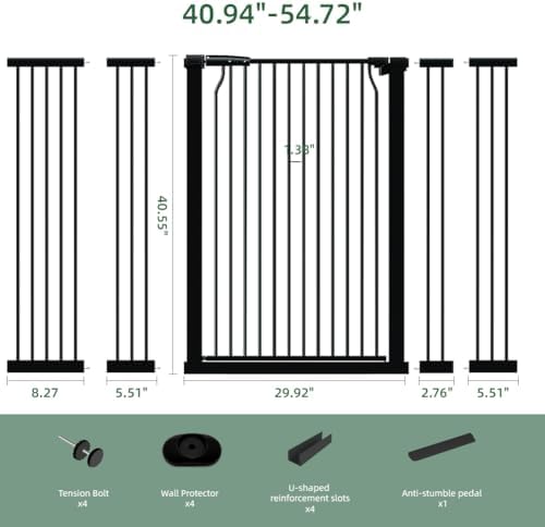 40.5" Tall Baby Gate for Stairs Doorways, 40.9-54.7 in Wide Dog Pet Gates - Image 2
