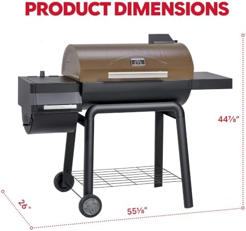 Feasto Heavy-Duty 30-Inch Charcoal Grill with Offset Smoker, Golden - Image 2